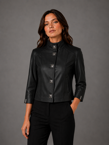 SILVIO LEATHER™ Kadın Krem Deri Ceket – Özel Tasarım
