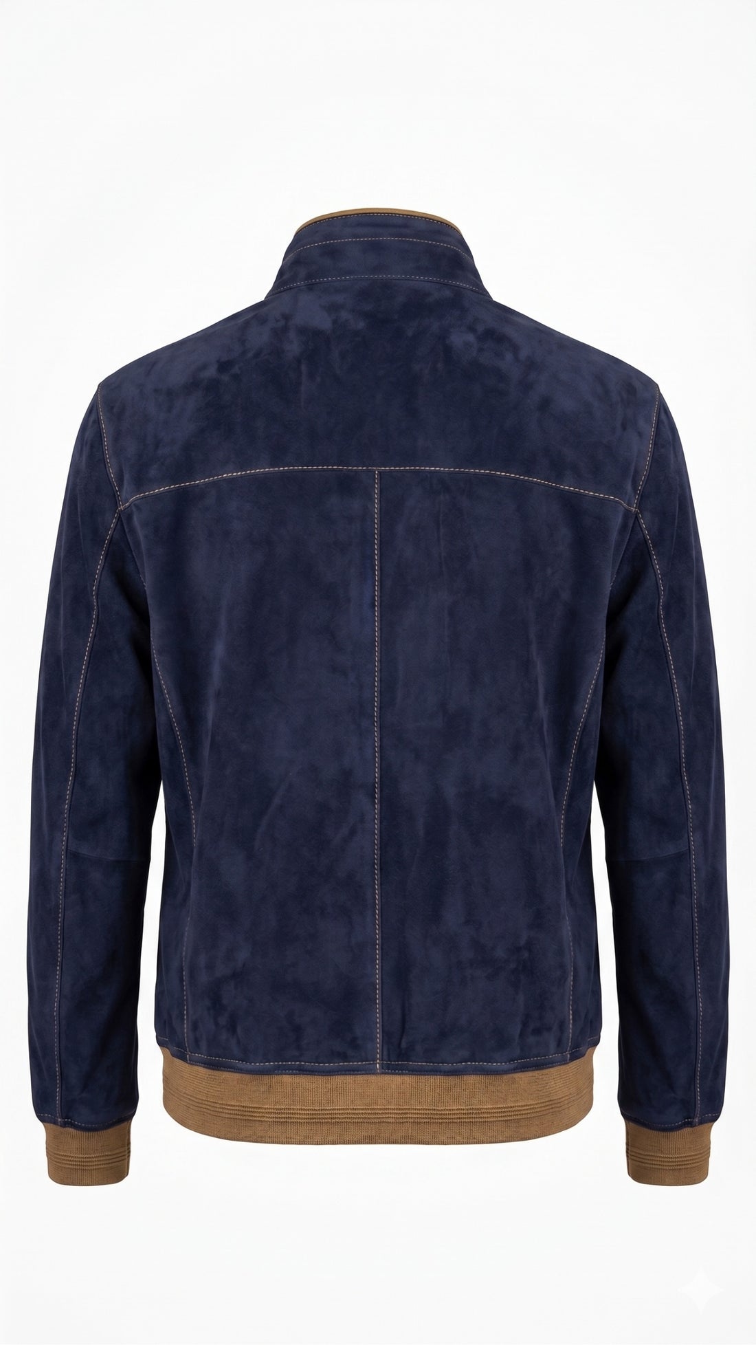 SILVIO LEATHER™ Erkek Süet-Deri Ceket – Lacivert & Taba Detaylı